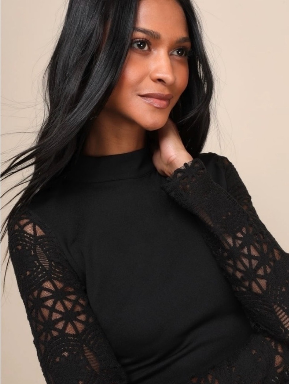 Lulus Lace Up Your Sleeve Lace Long Sleeve Bodycon Dress NWT - Picture 3 of 16